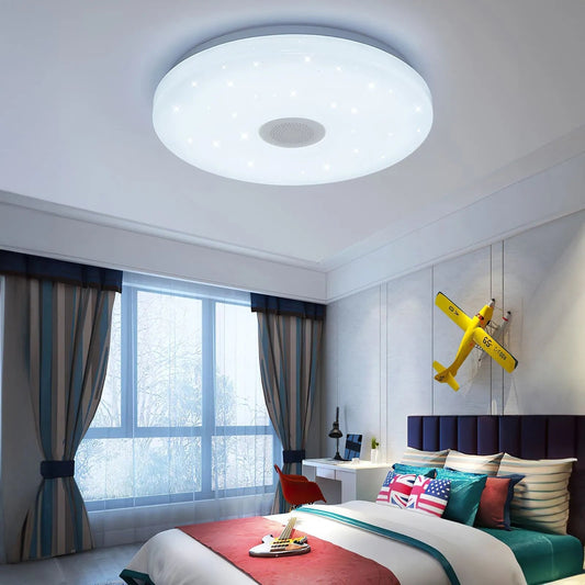 LED Deckenleuchte mit Sternenhimmel & Bluetooth Lautsprecher – Dimmbar, Farbwechsel & Musikfunktion für Kinderzimmer & Schlafzimmer