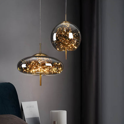 Moderne Glas-Pendelleuchte mit funkelndem Lichterspiel – Designer-Hängelampe für Esszimmer, Wohnzimmer & Hotellobby