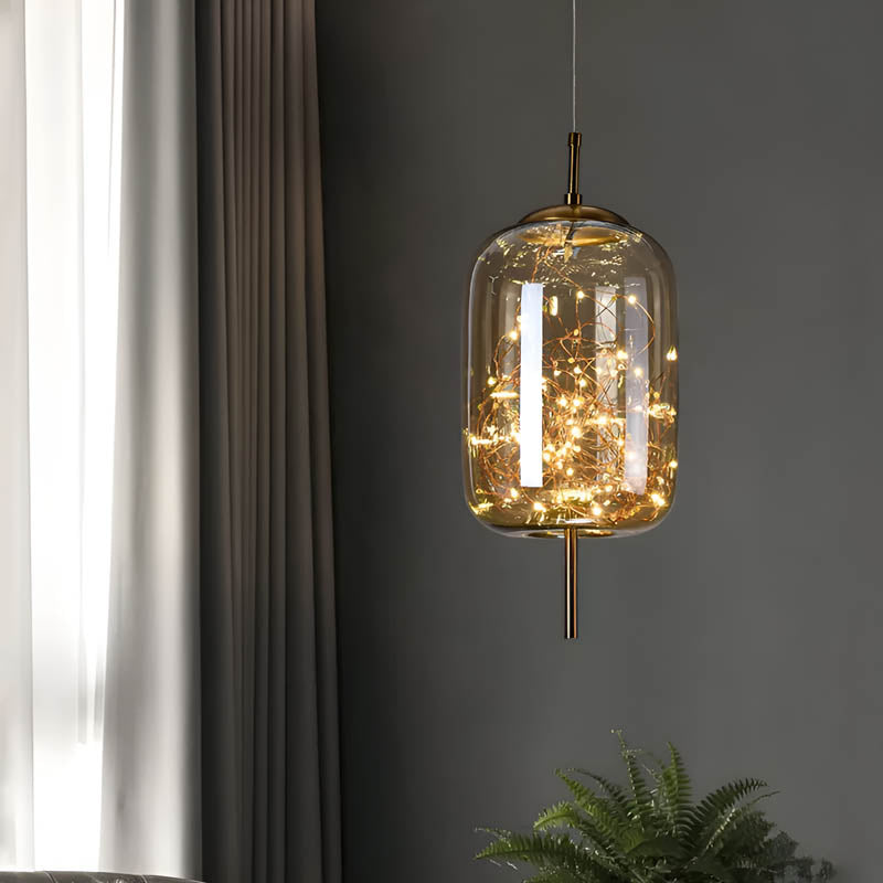 Moderne Glas-Pendelleuchte mit funkelndem Lichterspiel – Designer-Hängelampe für Esszimmer, Wohnzimmer & Hotellobby