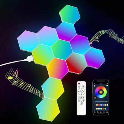Interaktive RGB-LED-Hexagon-Lichtpaneele – Touch-gesteuerte Wandleuchten mit USB-Anschluss & App-Steuerung