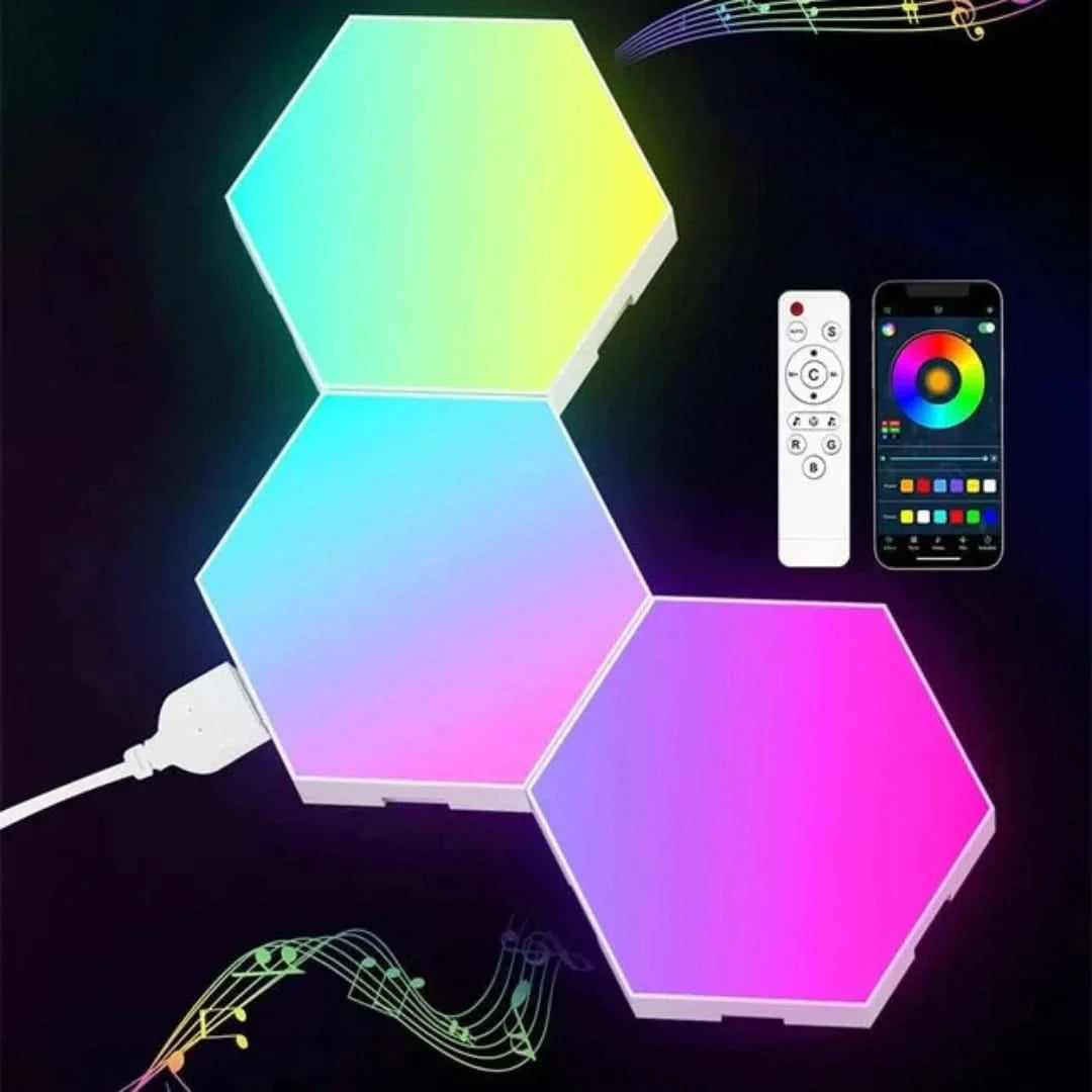 Interaktive RGB-LED-Hexagon-Lichtpaneele – Touch-gesteuerte Wandleuchten mit USB-Anschluss & App-Steuerung