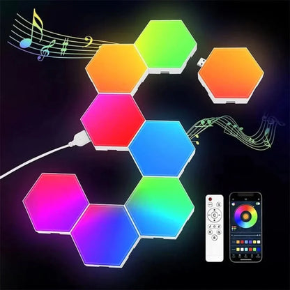 Interaktive RGB-LED-Hexagon-Lichtpaneele – Touch-gesteuerte Wandleuchten mit USB-Anschluss & App-Steuerung