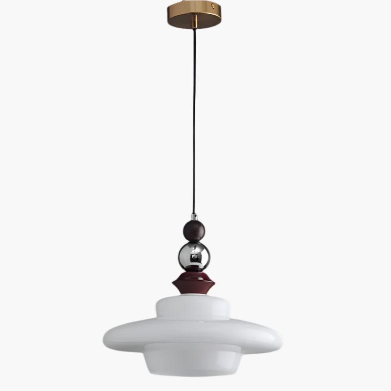 Retro Pendelleuchte im Mid-Century Design – Hängelampe mit Glas & Holzdetails für Wohnzimmer, Essbereich & Küche – Vintage Look