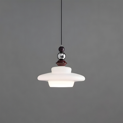 Retro Pendelleuchte im Mid-Century Design – Hängelampe mit Glas & Holzdetails für Wohnzimmer, Essbereich & Küche – Vintage Look