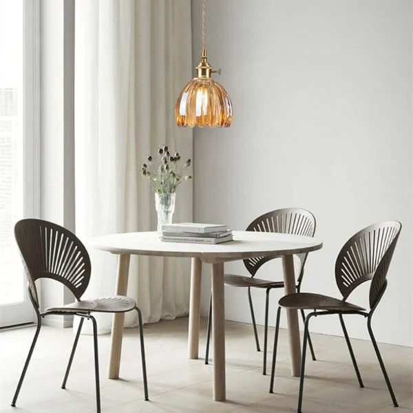 Vintage Pendelleuchten im Blütendesign – Glas-Hängelampen mit Messing-Finish für Esszimmer, Küche & Schlafzimmer