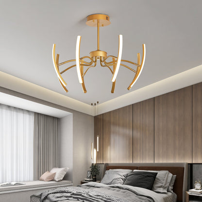 Designer LED Kronleuchter im Ast-Design – Moderne Hängelampe in Gold für Esszimmer, Wohnzimmer & Loft