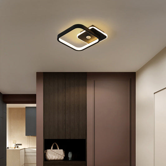 Moderne LED Deckenleuchte im geometrischen Design – Quadratische Flur- und Wohnzimmerlampe mit indirektem Licht