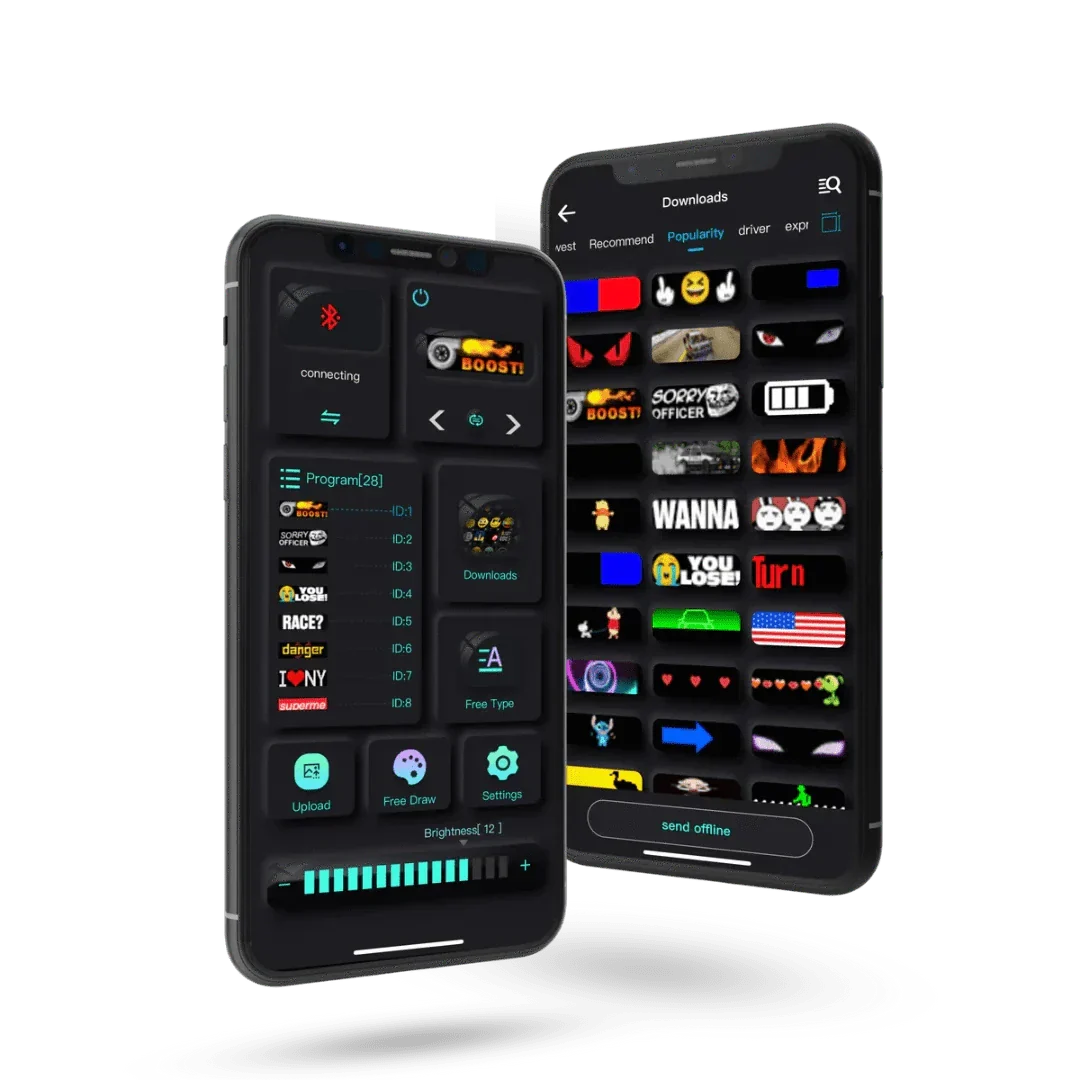 Programmierbares LED‑Display mit Bluetooth‑Steuerung & IP66‑Schutz – 64×20 Pixel für Auto & Indoor