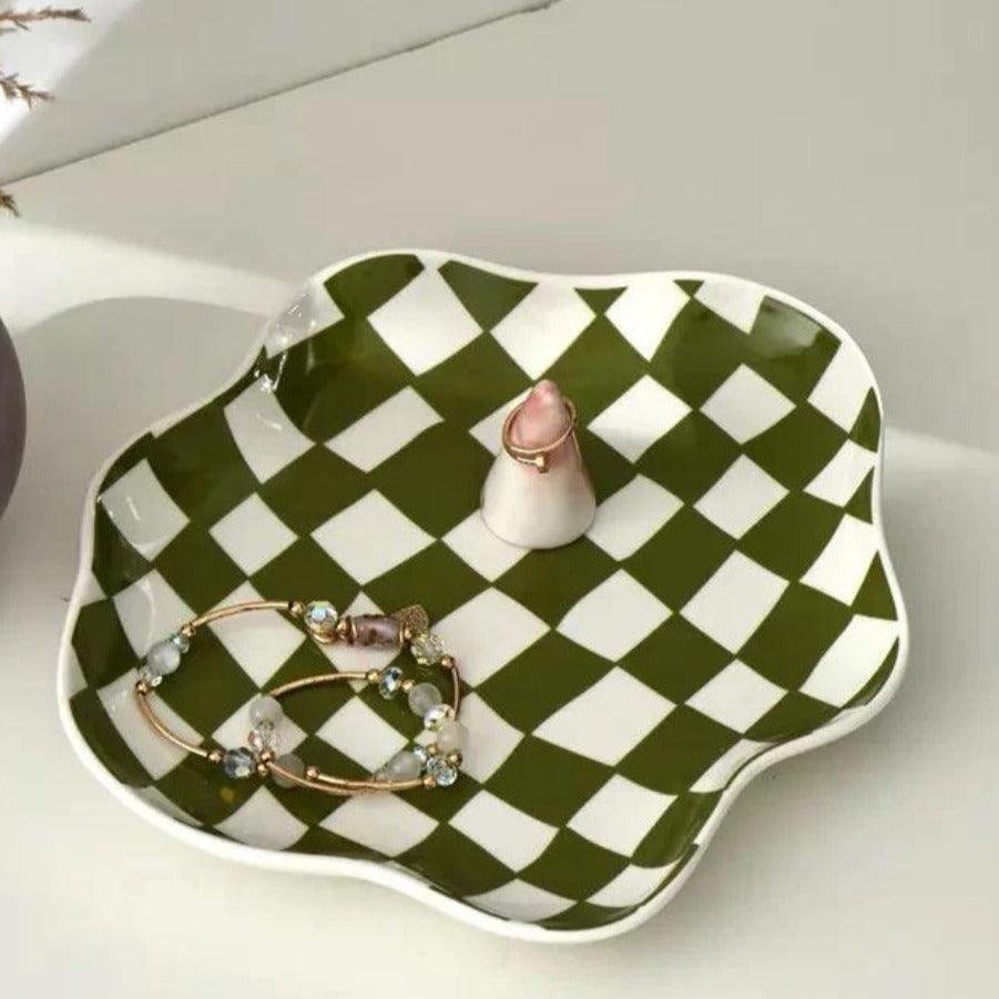 Ninon Cloud Karierte Keramikschale