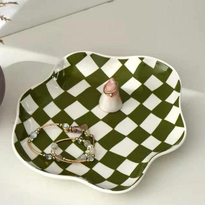 Ninon Cloud Karierte Keramikschale