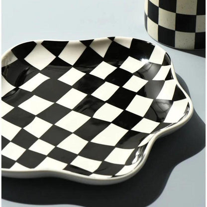 Ninon Cloud Karierte Keramikschale