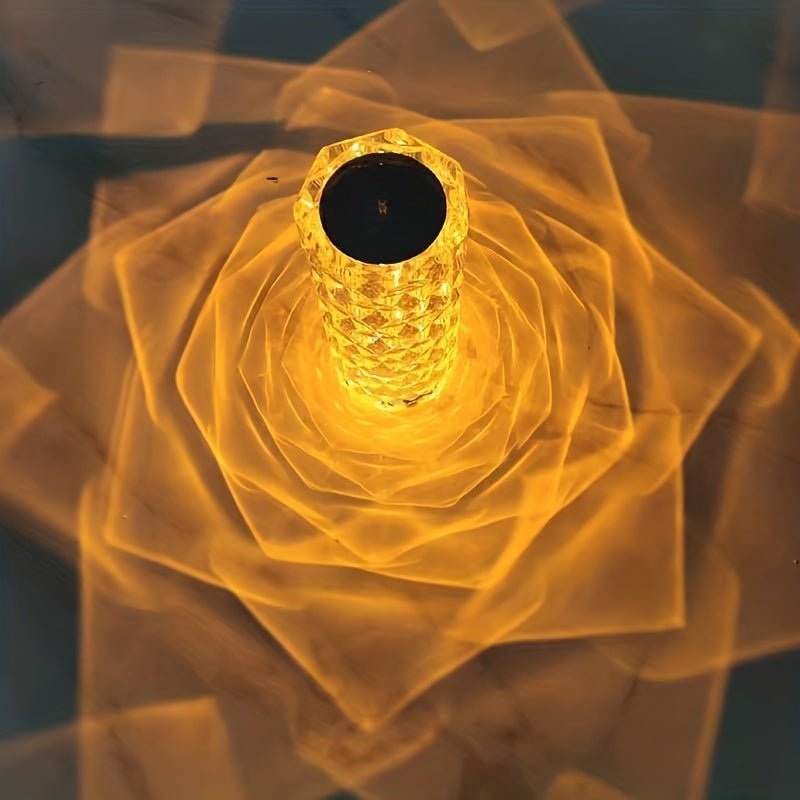 LumiGlanz - Kristall Diamant Tischlampe mit 3 Farben LED Beleuchtung