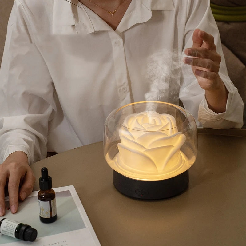 RoseGlow Aroma Diffuser mit LED-Stimmungslicht & Ultraschallverneblung