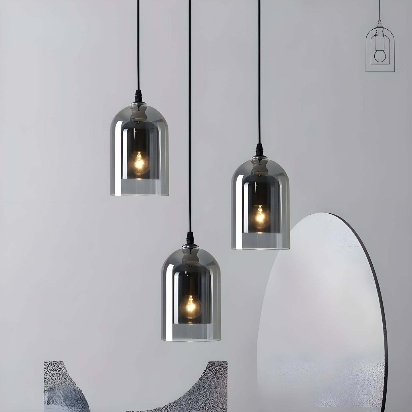 SkyGleam Light - Moderne Doppelglas-Pendelleuchte