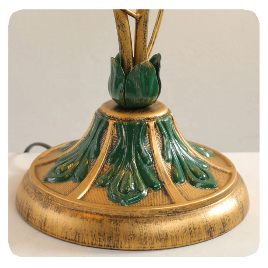 French vintage-style flower table lamp – Elegant LED light made of glass, iron & crystal with E14 socket for romantic home accents