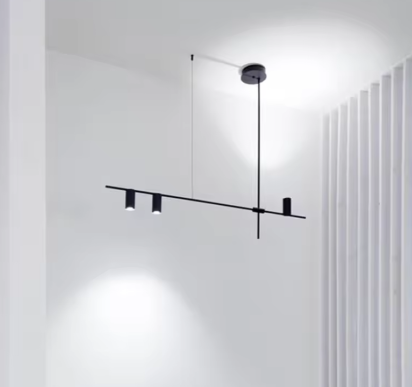 Moderne Lineare Pendelleuchte in Schwarz – Minimalistische Hängelampe für Küche, Esstisch & Thekenbeleuchtung
