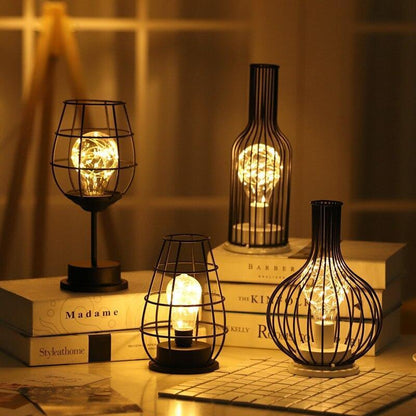 Vintage Tischlampe im Industrie-Design – LED Dekolicht mit Käfig-Look für Wohnzimmer, Schlafzimmer & Café-Style Ambiente