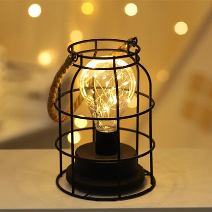 Vintage Tischlampe im Industrie-Design – LED Dekolicht mit Käfig-Look für Wohnzimmer, Schlafzimmer & Café-Style Ambiente