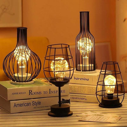 Vintage Tischlampe im Industrie-Design – LED Dekolicht mit Käfig-Look für Wohnzimmer, Schlafzimmer & Café-Style Ambiente