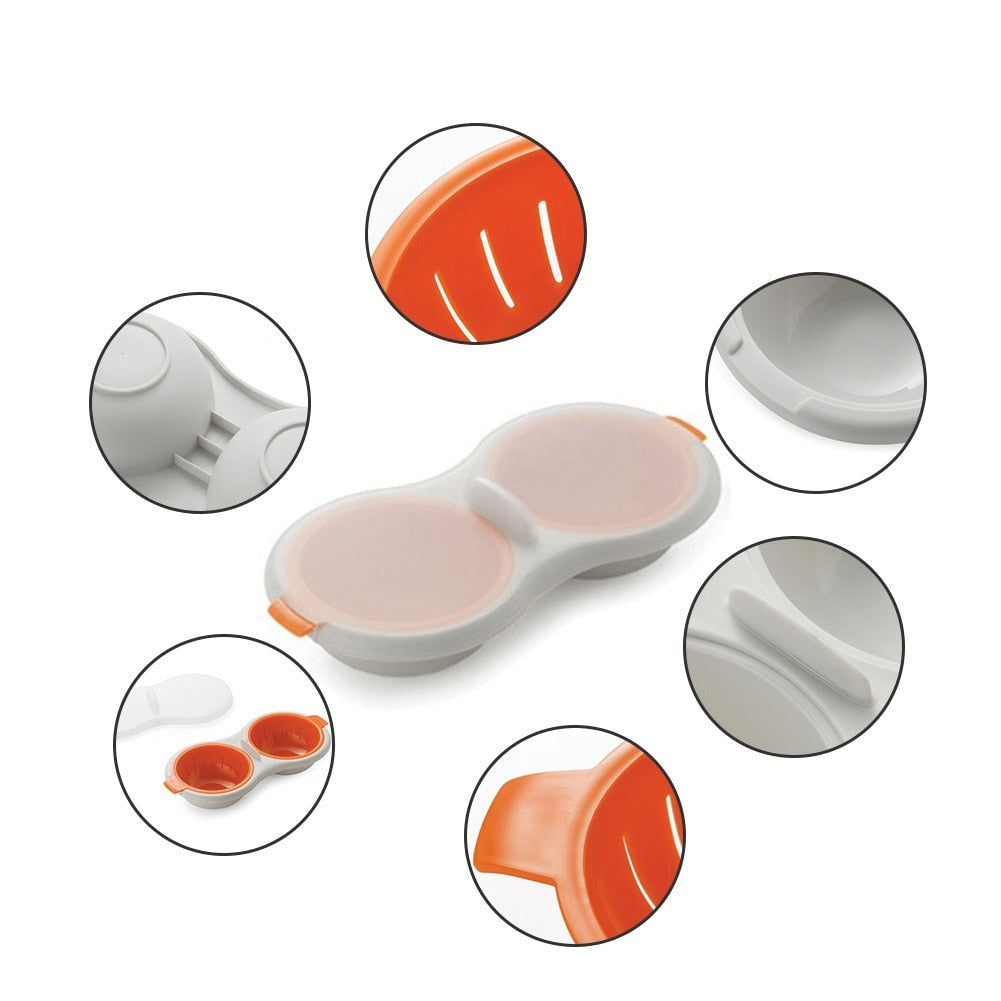 Mikrowellen-Eierpochierer Set – Doppelschale mit Abtropfsieb, Lebensmittelecht & Hitzebeständig