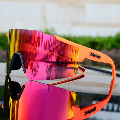 Verspiegelte Sport- & Radsportbrille – UV-Schutz, Nahtloses Design & Anpassbarer Sitz