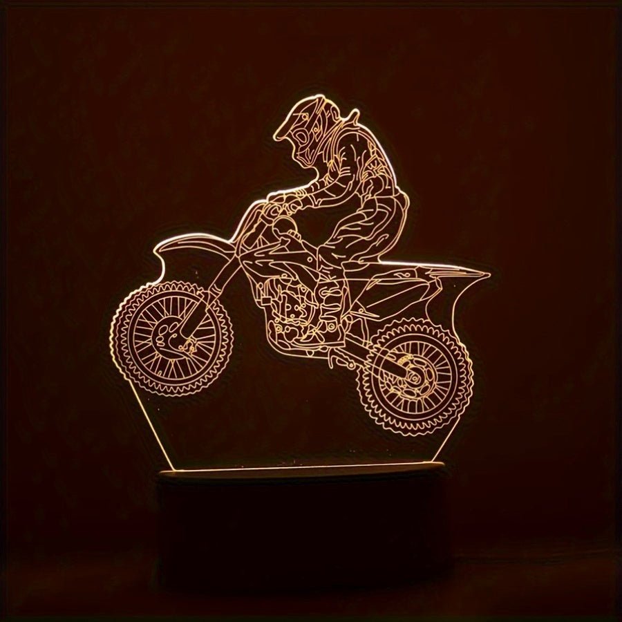 MotoGlow  - 3D LED Nachtlampe Motocross-Thema, USB-gefütterte Sfeerverlichting