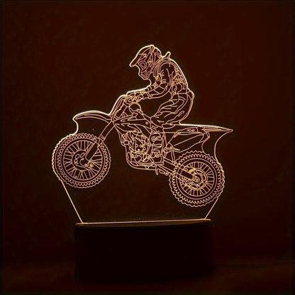 MotoGlow  - 3D LED Nachtlampe Motocross-Thema, USB-gefütterte Sfeerverlichting