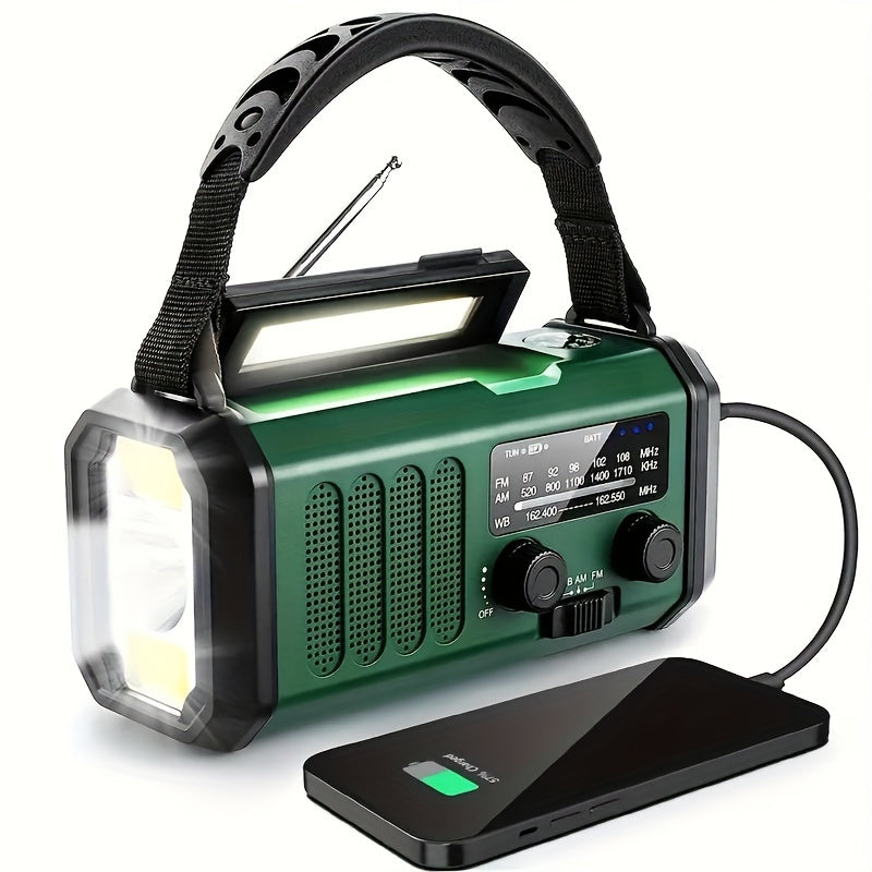Multifunktionales Notfallradio mit Handkurbel, Solarladung & 10000mAh Powerbank – LED Taschenlampe, NOAA/AM/FM Radio, SOS-Alarm & USB Ladefunktion