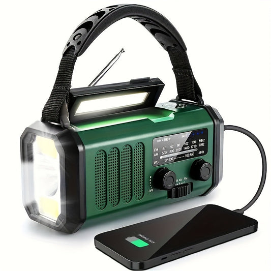 Multifunktionales Notfallradio mit Handkurbel, Solarladung & 10000mAh Powerbank – LED Taschenlampe, NOAA/AM/FM Radio, SOS-Alarm & USB Ladefunktion
