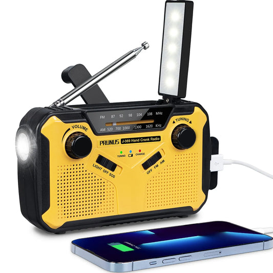 Multifunktionales Handkurbelradio mit Powerbank, Taschenlampe und Solarladegerät – Notfall-FM/AM-Radio für Camping und Überleben