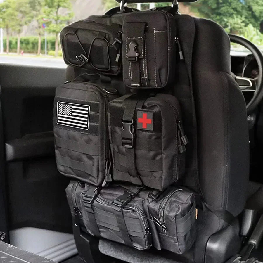 Auto-Rückenlehnentasche mit Molle-System – Organizer mit 6 abnehmbaren Taschen für Auto, SUV & LKW