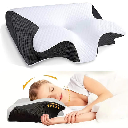 Ergonomisches Orthopädisches Nackenkissen mit Memory Foam – Butterfly-Design für Rücken-, Seiten- & Bauchschläfer