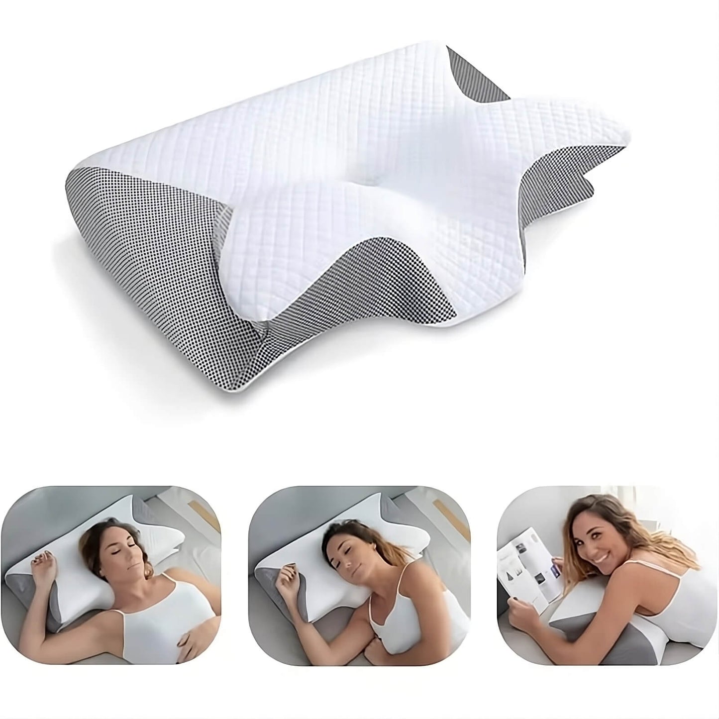 Ergonomisches Orthopädisches Nackenkissen mit Memory Foam – Butterfly-Design für Rücken-, Seiten- & Bauchschläfer