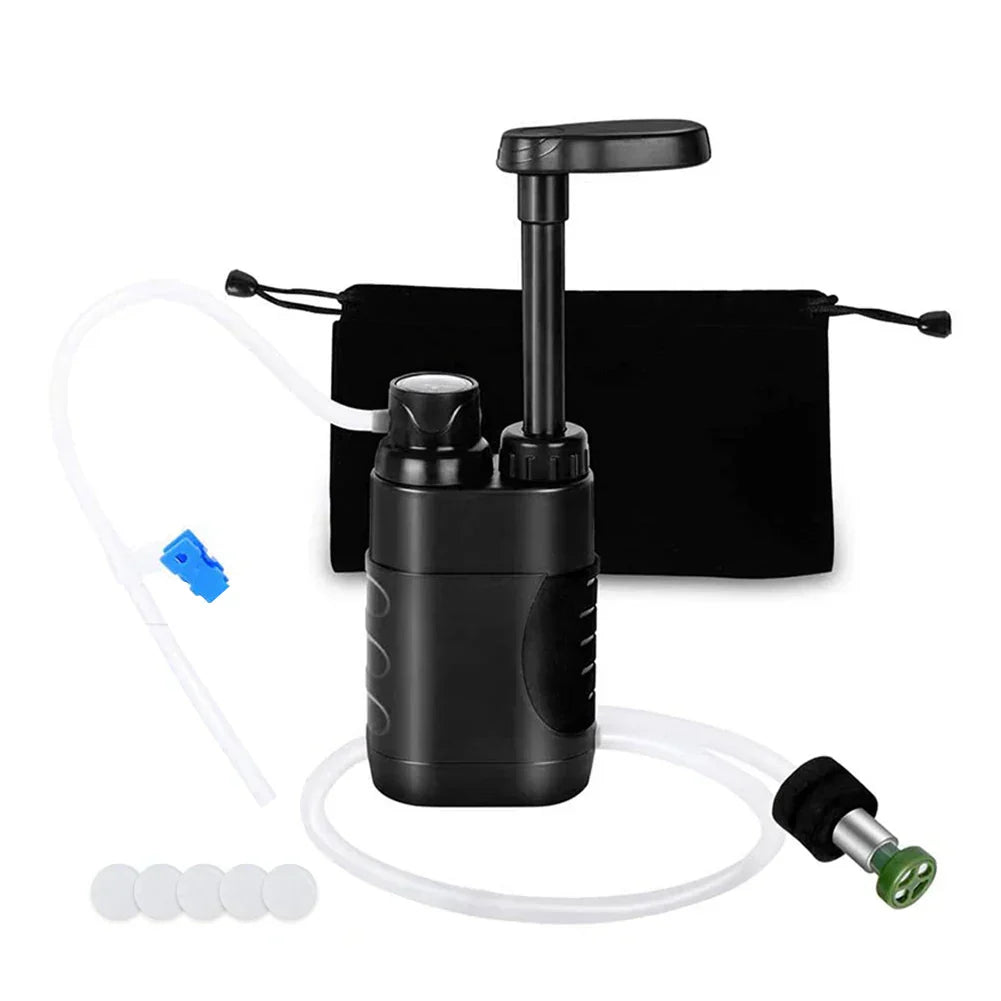 Outdoor Wasserfilter – Tragbare Handpumpe mit Mehrfachfiltration für Camping & Notfälle