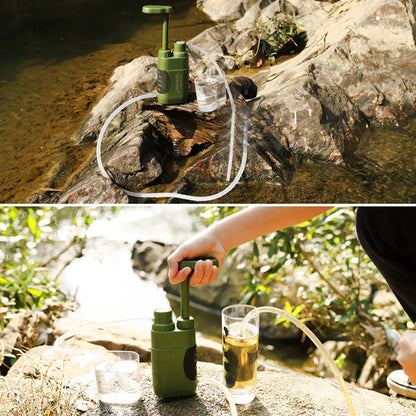 Outdoor Wasserfilter – Tragbare Handpumpe mit Mehrfachfiltration für Camping & Notfälle