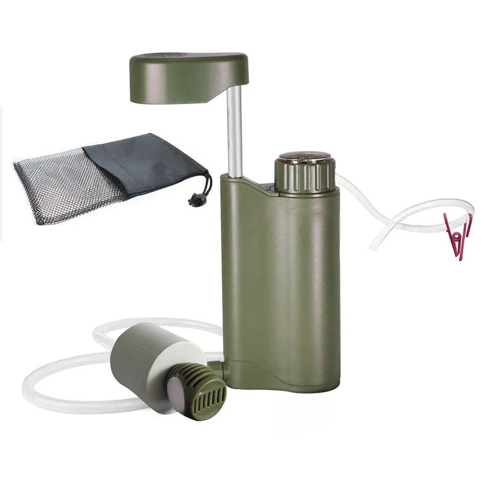 Outdoor Wasserfilter – Tragbare Handpumpe mit Mehrfachfiltration für Camping & Notfälle