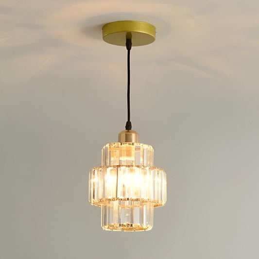 Vintage Kristall-Pendelleuchte im Art Deco Stil – Glamouröse Hängelampe mit Glasprismen & Gold-Details für Esszimmer, Flur & Wohnzimmer
