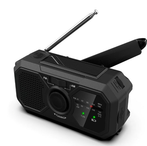 Tragbares Notfallradio mit Kurbel, Solar & LED – 3-in-1 Survival Radio mit Powerbank, Taschenlampe & SOS-Funktion für Outdoor & Krisensituationen