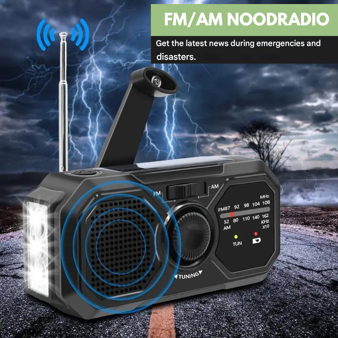 Tragbares Notfallradio mit Kurbel, Solar & LED – 3-in-1 Survival Radio mit Powerbank, Taschenlampe & SOS-Funktion für Outdoor & Krisensituationen