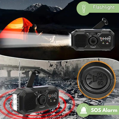 Tragbares Notfallradio mit Kurbel, Solar & LED – 3-in-1 Survival Radio mit Powerbank, Taschenlampe & SOS-Funktion für Outdoor & Krisensituationen