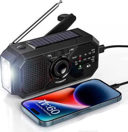 Tragbares Notfallradio mit Kurbel, Solar & LED – 3-in-1 Survival Radio mit Powerbank, Taschenlampe & SOS-Funktion für Outdoor & Krisensituationen