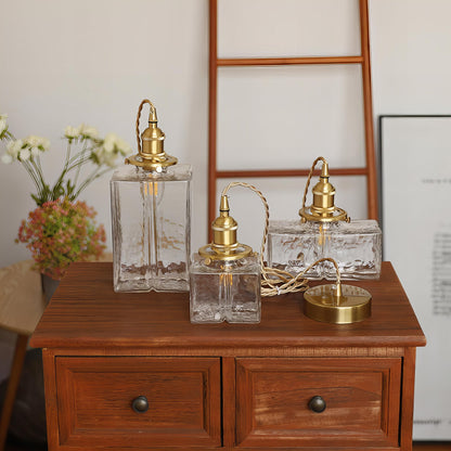 Vintage Glas Pendelleuchte – Retro Deckenlampe mit strukturiertem Glas & Messing-Finish für Esszimmer, Küche & Wohnzimmer