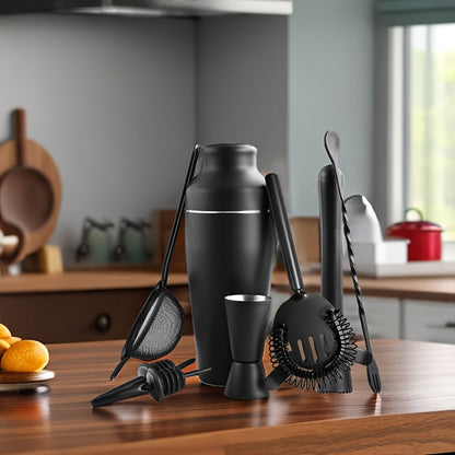 Cocktail Shaker Set mit Edelstahl-Barzubehör & Rezeptbuch – Professionelles Barkeeper-Set für Zuhause & Events