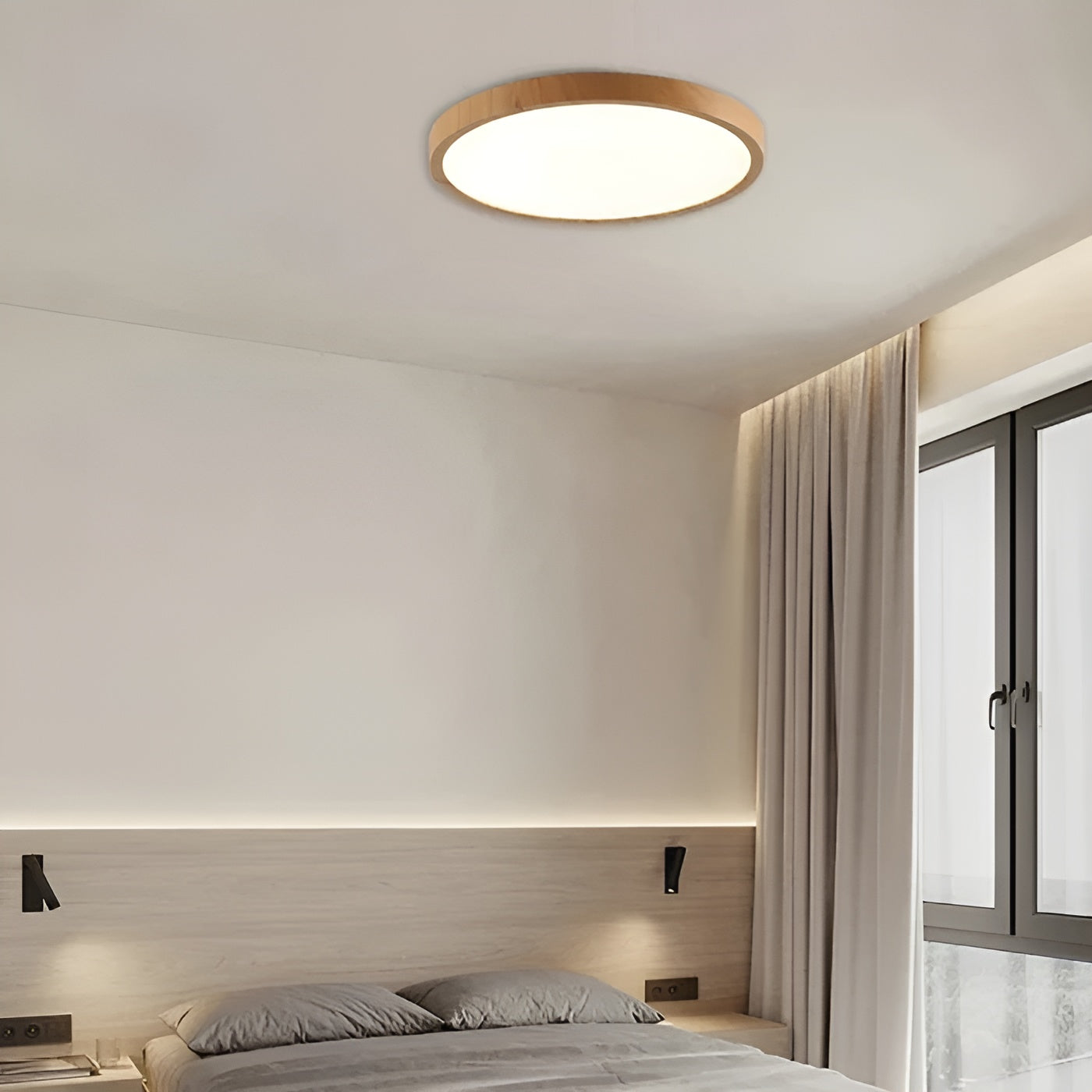 GrainGlow Light - Modern Ultra-Dünne Holz-Deckenleuchte