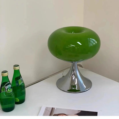 Vintage table lamp in apple design – Bauhaus-inspired glass lamp with E27 socket and rotary switch for stylish accent lighting