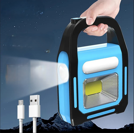 Wiederaufladbare USB-Campinglampe mit Powerbank – Solar & USB, Wassergeschützt, 3-in-1 Multifunktion
