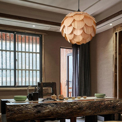 Rustikale Ananasförmige Holz-Hängelampe