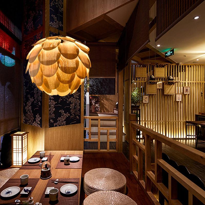 Rustikale Ananasförmige Holz-Hängelampe