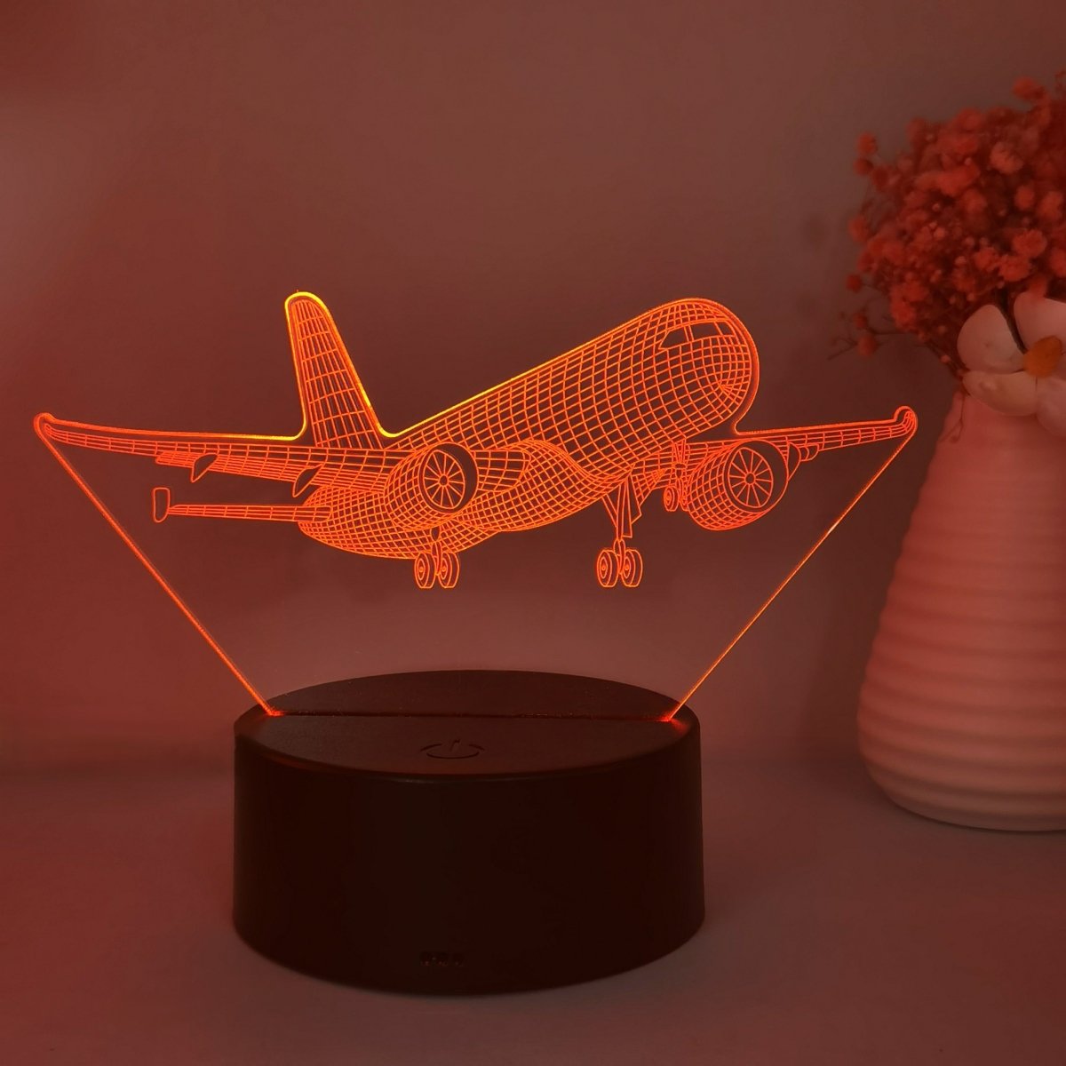 AeroLume 3D LED Flugzeuglampe -  Acryl Nachtlicht mit USB, Tischlampe