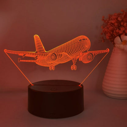 AeroLume 3D LED Flugzeuglampe -  Acryl Nachtlicht mit USB, Tischlampe
